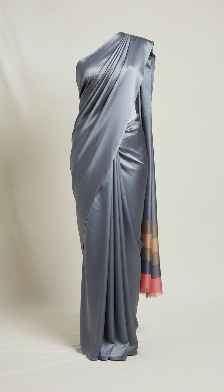 Champagne Satin Saree