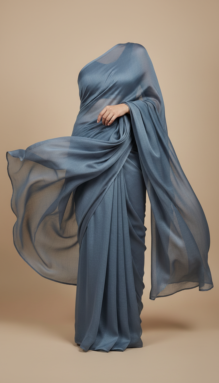Charcoal Chiffon Saree