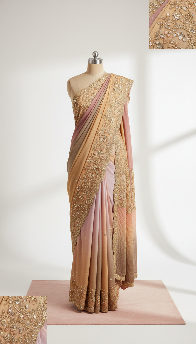 Blush Gold Ombre Party Saree